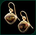 Earring in 14K Yellow Gold with Fire Agate