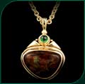 Pendant with Fire Agate & Chrome Diopsite