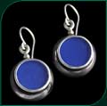#2004 Round Earrings with Dark Blue Rec-Glass