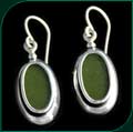 #2010 Oval Earrings with Dark Green Rec-Glass