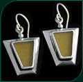 #2022 Triangular Earrings with Gold Rec-Glass