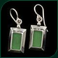 #2028 Earrings with Light Green Rec-Glass