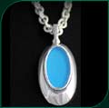 #2007 Small Oval Pendant with Light Blue Rec-Glass