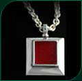 #2013 Small Square Pendant with Red Rec-Glass