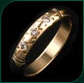 #1207 Ladies' One Row of Millgrain with Diamonds Wedding Band